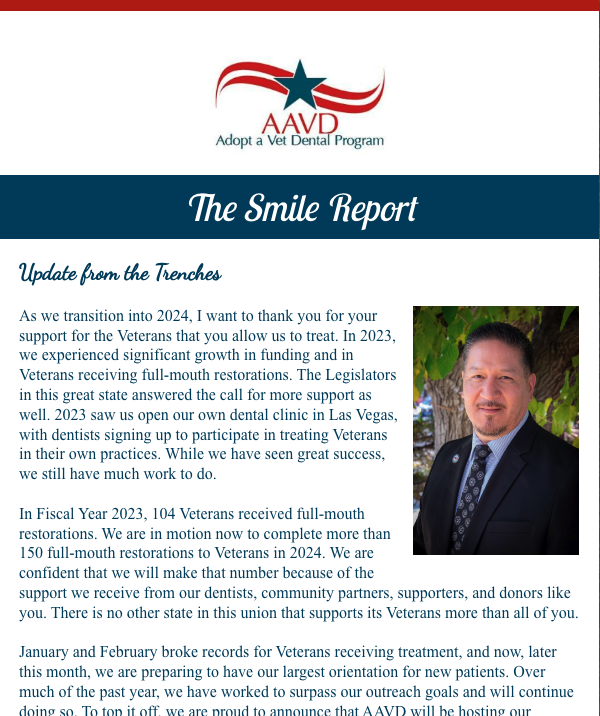 An image that shows the Smile Report Newsletter. 